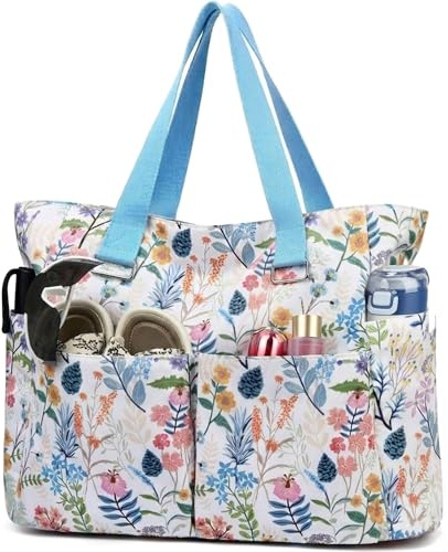 Myhozee Strandtasche XXL mit Reißverschluss Wasserdicht Beach Bag Badetasche Groß Tote Bag Shopper Tasche Damen mit 45L Kapazität Saunatasche Reisetasche für Urlaub Familie Strand Pool Sport