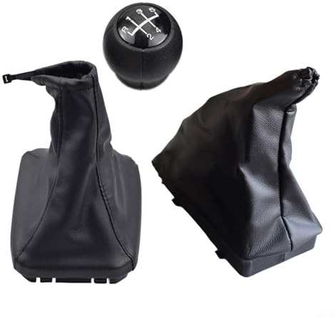 Tidgel Pomo de palanca de cambios y funda de maletero para Opel Corsa C para Tigra B para Combo Negro PU ABS Kit de 3 piezas (sin círculo blanco)