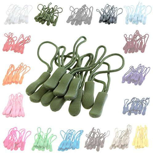10 Zipper-Schlaufen 70 Farben Reißverschluss-Anhänger Reißverschluss-Verlängerung Pull Anhänger, Farbe:khaki