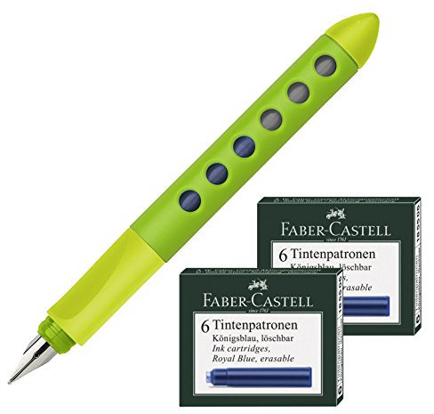 Faber-Castell 149815 - Schulfüller Scribolino Rechtshänder, hellgrün (Schulfüller, hellgrün | 2x Tintenpatronen blau)