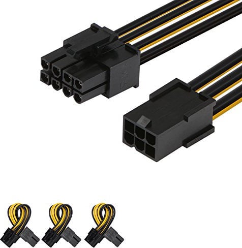 J&D 3er Pack 6 Pin auf 8 Pin PCI Express (PCIe) Grafikkarte Stromkabel Adapter - 10cm