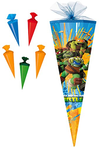 alles-meine.de GmbH Set Schultüte + 5 kleine Zuckertüten - Teenage Mutant - Hero Ninja Turtles - 35 cm - rund - mit Tüllabschluß - Zuckertüte - mit/ohne Kunststoff Spitze..