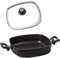 Eurolux Guss-Kasserolle 28x28 cm Induktion Set mit Glasdeckel (Edelstahlrand) - flache quadratische Universal Bratenkasserolle mit Antihaft-Beschichtung - Made in Germany
