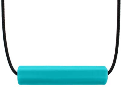 ARK® Kauhalskette Tube in verschiedenen Stärken mit einstellbarer Abreißleine und ATC Pflegeanleitung - Sensory Halskette, Beißblock, Kauen, Zahnen, Autismus fest türkis