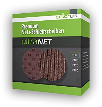 25 x Premium Schleifgitter Ø 225 mm | Klett Schleif-Netzgitter Körnung 80 | Schleifscheiben Aluminiumoxid | Gitterschleifscheiben Feinschleifgitter, volle Staubabsaugung | Klettschleifgitter