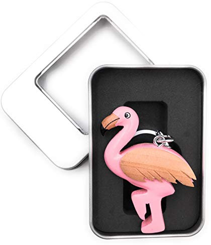 Onwomania Portachiavi fenicottero in legno rosa fenicottero rosa uccello vertebrato animale ciondolo In confezione regalo