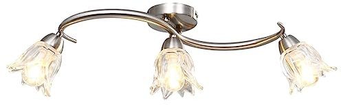 vidaXL Deckenleuchte mit Glasschirmen für 3 E14 Glühlampen Deckenlampe Leuchte Lampe Deckenstrahler Pendelleuchte Hängelampe Wohnzimmerlampe