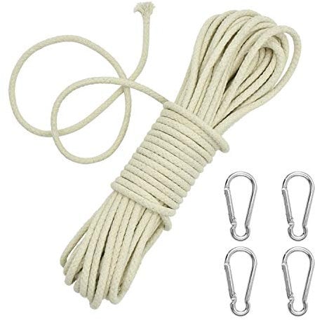 Wander Seil, 25M Fahnenmast Seil, Outdoor 8mm, Wäscheleine Nylonseil mit 4 Metall Metallhaken, Wiederverwendbar Rope, für Fahnenmast Kleidung, Garten, Camping