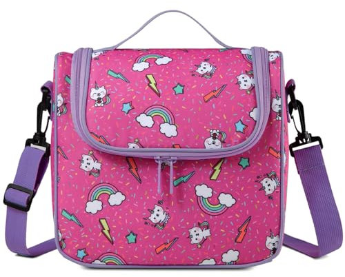 Chase Chic Loncheras para Niños, Bolsa Térmica Pequeñas Alimentos 4.7L Chico Bolsa Almuerzo con El Hombro para Escuela Primaria Guardería Playa Viaje Camping, Gatito Rosa