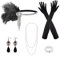 PLULON 8-teiliges 1920er Flapper Great Gatsby Accessoires-Set Fashion Roaring 20's Theme Set mit Stirnband, Kopfbedeckung, langen schwarzen Handschuhen, Halskette, Ohrringen für Damen (Stil 3)