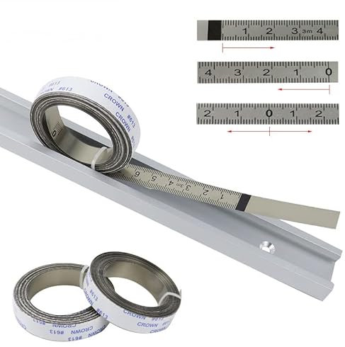 TopHomer Ruban Métrique Auto-Adhésif 13 mm - 3 Échelles (Gauche/Droite/Centrale) | Pour Scies à Onglet, Établis et Rails en T | 1 Pièce, 5 M-0