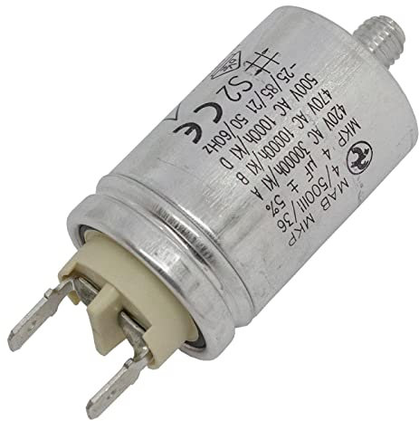 Lumonic Anlaufkondensator Hydra MKP-500 4-A [inkl. Stecker 6,3x0,8mm] | Motorkondensator 4µF 470V 30x48mm I Kondensator mit hochwertigem Metallgehäuse
