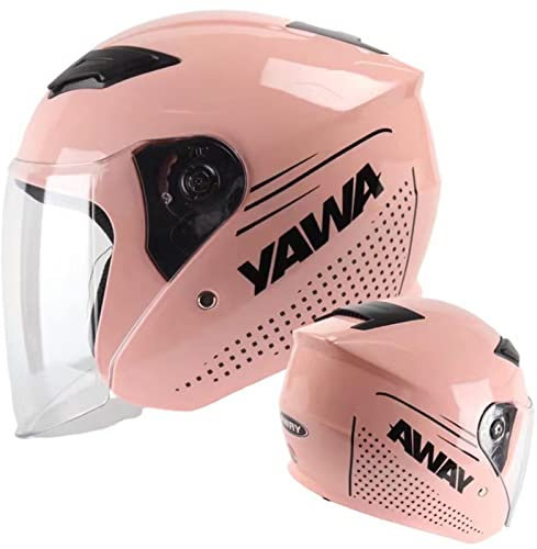 Demi-Casque de Moto à Visage Ouvert 3/4 avec visière Homologué Dot/ECE Scooter Light Cyclomoteur ATV Casque de Rue pour Homme Femme Moto Jet Bobber Casque de Pilote,Rose,One Size