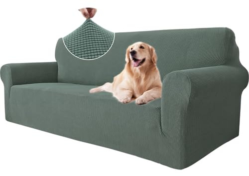 Ystyle Sofa überzug 3 Sitzer Mit Armlehne, Stretch Sofabezug rutschfest, Modern Sofa Cover Für Hunde Haustiere, Atmungsaktiv Couch überzug Mit Elastic Bottom, Hellgrün