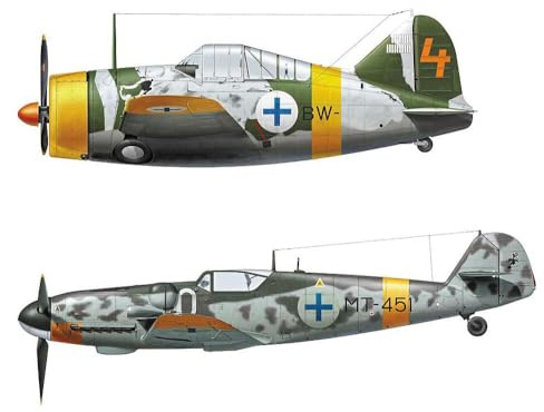 ハセガワ Hasegawa 2439 1/72 B-239 Bufallo & Messerschmitt Bf109G-6, Juutilaine 02439 Model Kit, Multi-Coloured
