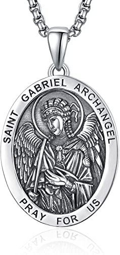 ADMETUS Erzengel Gabriel Kette 925 Sterling Silber Heiliger Gabriel Erzengel Anhänger Erzengel Gabriel Medaille Religiöse Geschenk für Herren