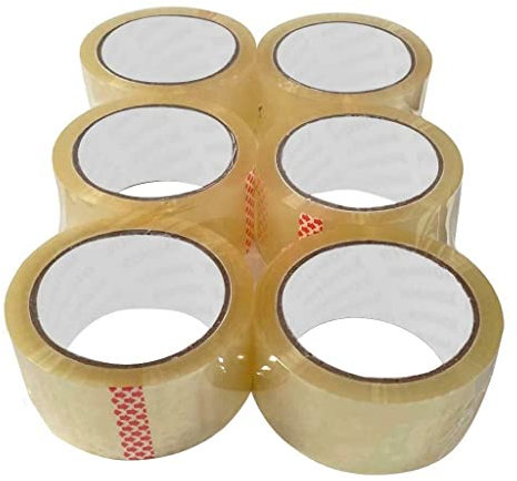 HaziQ Secure Sticky Sealing Tape for Parcel Boxes, Moving Boxes, Large Postal Bags for long term storage | (48MM x 66M) (6, Roll)