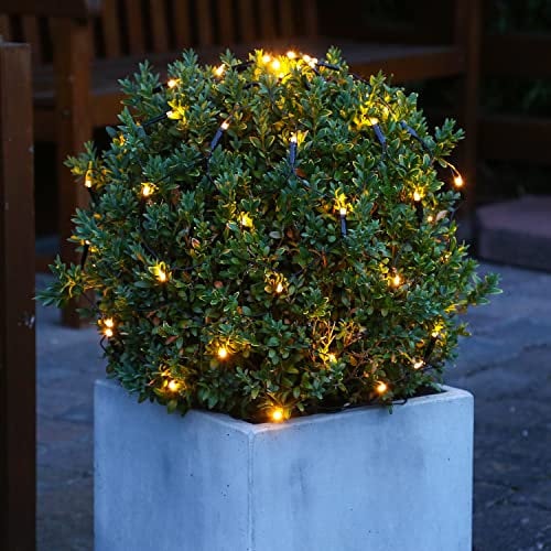 LED Lichternetz Buchsbaum - warmweiße LED - 8 Funktionen - Timer - Batterie - schwarz (80cm Durchmesser - 128 LED)