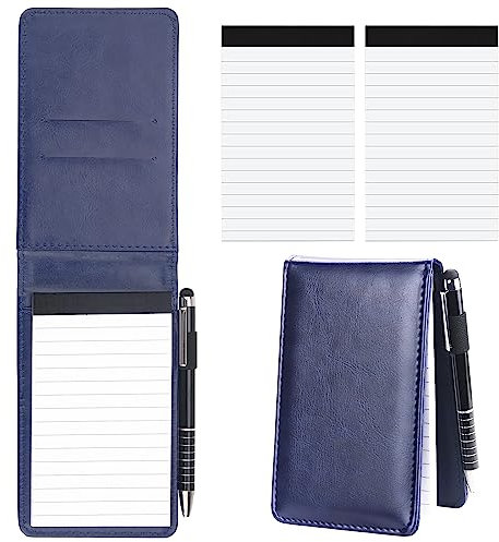 NTGRTY 4 Stück Mini Notizblock-Halter-Set A7 Kleiner PU Leder Notizblock Halter Taschennotizbüchern mit Metall Stift und Replacement Notepads für AktivitäTen im Freien