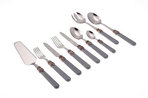 Rivadossi Sandro 167510 Set di Posate per 12 Persone, 75 Pezzi-Classic-100% Made in Italy, Artigianalità e Design, Acciaio Inox 18/10, Grigio