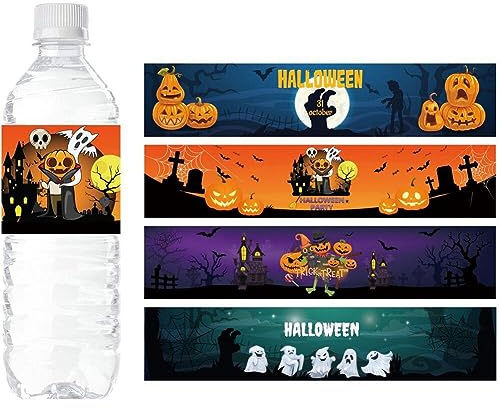 Wudaizhi Halloween Party Wine Water Bottle Stickers Pumpkin Ghost Label Ghost Festival Trick or Helloween Party Supplies Decoration