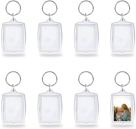 RYAN 24 Stück Acryl Foto Schlüsselanhänger mit Schlüsselring Transparent Bild Schlüsselanhänger mit Foto 4x5,5cm Doppelseitiger Personalisierte Fotogeschenk für Familie Freunde