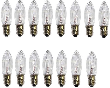 ShuoHui Spitzkerze E10 12V 3W Ersatzbirnen Glühbirnen Topkerze für Lichterketten und Schwibbögen 2700K 30LM (15)