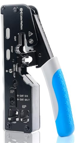 Cable Matters Strumento modulare per crimpatura Ethernet tutto-in-uno Cat 8 (strumento di crimpatura Cat5 Cat6 Cat7 Cat8) per connettori passanti schermati