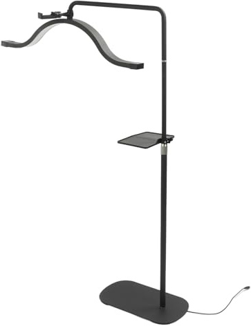 Wimpern LED Stehleuchte, 29 Zoll Halbmondlampe für Wimpernverlängerung, 3200K 5600K Kosmetikerin Licht mit Telefonclip Beleuchtung für Schönheitswimpern und Augenbrauen (Schwarz)