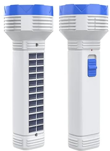 Bridge Pro LED Solar Rechargeable Torch – Solar Electric Charged Super Bright Flashlight Uniform Brightness Portable for Outdoors Power Cuts Emergency