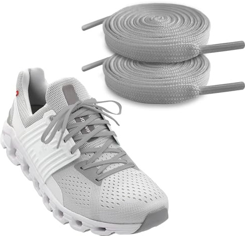 NDTEZUGT 6mm Wide Flat Shoelaces for Sneaker, Trainers Shoelaces Thin Strings Replacement Long Walking Laces for Adult (Gray, 47''/120cm)