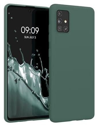 kwmobile Hülle kompatibel mit Samsung Galaxy A51 Hülle - weiches TPU Silikon Case - Cover geeignet für kabelloses Laden - Tannengrün