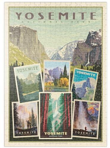 MyPuzzle Yosemite National Park: Collage Print, Vintage Poster - Premium 500 Teile Puzzle - MyPuzzle Sonderkollektion von Anderson Design Group