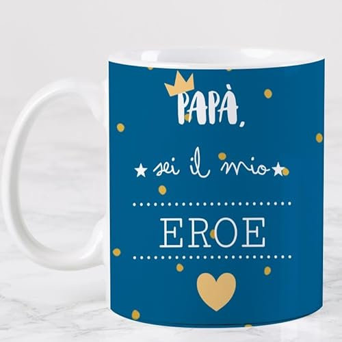 Wanapix | Tazza Festa del Papà Personalizzata | Idee Regalo Orignale | Regali per Papà | Sei il mio eroe