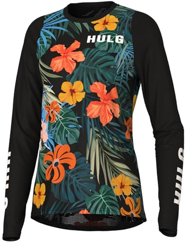 HULG Fahrradtrikot Damen,Fahrradtrikot,Damen-Mountainbike-Trikot,langärmelig,Offroad-Fahrrad, Atmungsaktiv,feuchtigkeitsableitend (XL,Style-05)