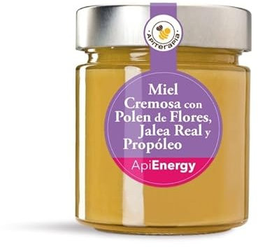 ApiEnergy Miel Cremosa Con Polen De Flores, Jalea Real Y Propóleo - Tarro 250g