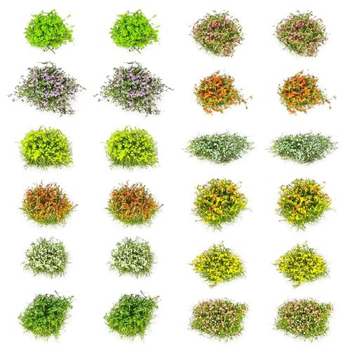 Cayway 24 Pz Shrub Flower Cluster, Statica Ciuffo Erba, 12 Colore Ciuffo D'erba Statico, Paesaggi Ciuffi D'Erba per Il Paesaggio del Giardino Fai Da Te