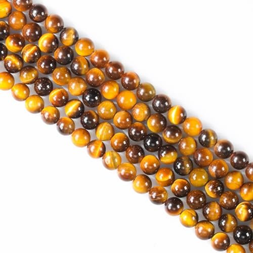 Ouubuuy 85pcs Yellow Tiger Eye Crystal Beads, 4mm Round, Gemstone, Jewelry Making