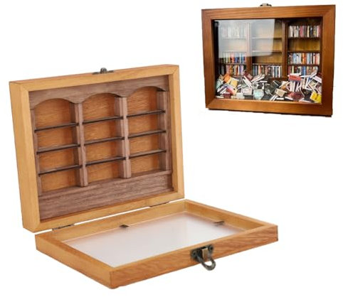 Angst-Bücherregal-Ornament, Schüttelndes Bücherregal-Spielzeug, Miniatur-Buchbibliothek-Vitrine für Wohnzimmer-Schreibtisch-Ornament (Bücherregal + Minibücher)