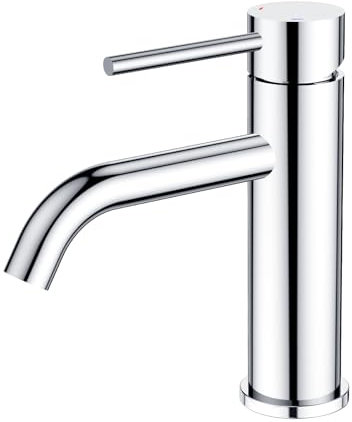 FORIOUS Grifo de Baño, Grifo Monomando para Lavabo en Acabado Cromado con un Mango para el Lavabo del Baño, WC de Visitas