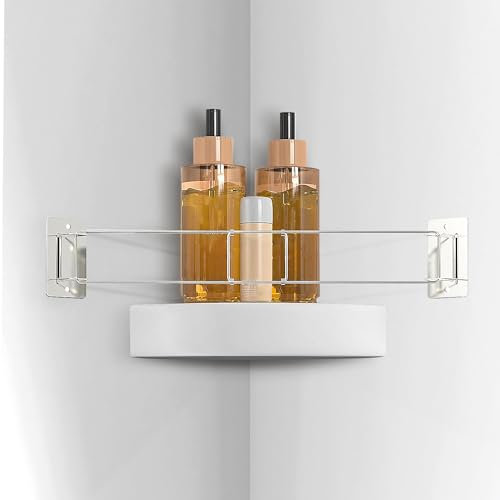 Adorila Barra de almacenamiento de esquina de ducha para caravana, estantes de esquina ajustables de acero inoxidable de 7 a 13 pulgadas en cámper, accesorio de baño RV para asegurar artículos de