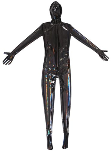 Generisch Männer Sexy Spiegel Latex-Ammoniak Alles Inklusive Catsuit Reißverschluss Hohe Elastizität Eng Overall Nachtclub DS Rollenspiel Bühne Kleidung