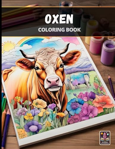 Oxen - Large Anti-Stress Coloring Book for Adults - 100+ pages (8.5 x 11 inches)
