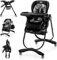 Baby Foldable High Chair with Adjustable Height, Recline & Footrest, Double Removable Tray, Storage Basket, Portable with Wheels for Babies & Toddlers (Black)
