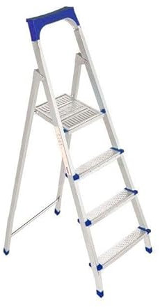 3, 4, 5, 6 Step Heavy Duty Portable Folding Anti Slip Step Ladders For DIY Strong Sturdy Aluminum Safety Household Stepladders for Home Kitchen Garage Gardening Industrial Use (Silver, 4 Step)