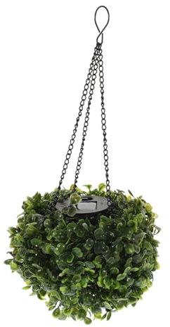 PRETYZOOM Grass Ball Chandelier Faux Topiary Balls Rechargable Battery Garden Solar Lamp Solar Powered Topiary Ball Fake Plants Outdoor Artificial Topiary Trees Solar Light Plastic