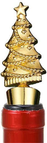 Flaschenverschluss Weihnachtsbaum Weinverschluss Weihnachten Sektverschluss Weihnachtsdeko Wiederverwendbar Weinstopper Standardgröße Verschlussstopfen für Wein Sekt Bier Champagner Gold
