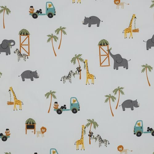VmG-Store 1m Baumwollstoff zum Nähen 100% Baumwolle Nähstoff KEINE Meterware Kinderstoff Patchwork DIY Basteln Quilten Handwerken (Safari Tiere BC021)
