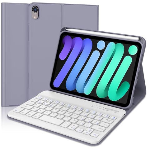 WINCHKING Tastiera iPad Mini 7/6 Generazione 8.3 Pollici, Cover Tastiera Italiano QWERTY Bluetooth per iPad Mini 6a/7a Generazione 8.3 Pollici, Viola