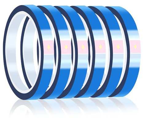 Cinta adhesiva resistente al calor, color azul, resistente al calor, 10 mm/20 mm x 33 m, cinta aislante azul, cinta adhesiva PET resistente al calor para soldar y cubrir electrónica, transferencia (6